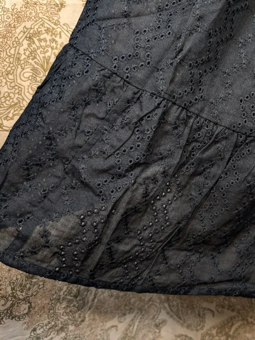 NWT Wild Fable Mini Skirt Sz XXL Black Eyelet Tiered Whimsigoth Peasant Cottage